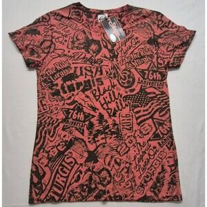 NWT Sturgis Men's T-shirt Med orange all over print 76th Black Hill‎ Rally